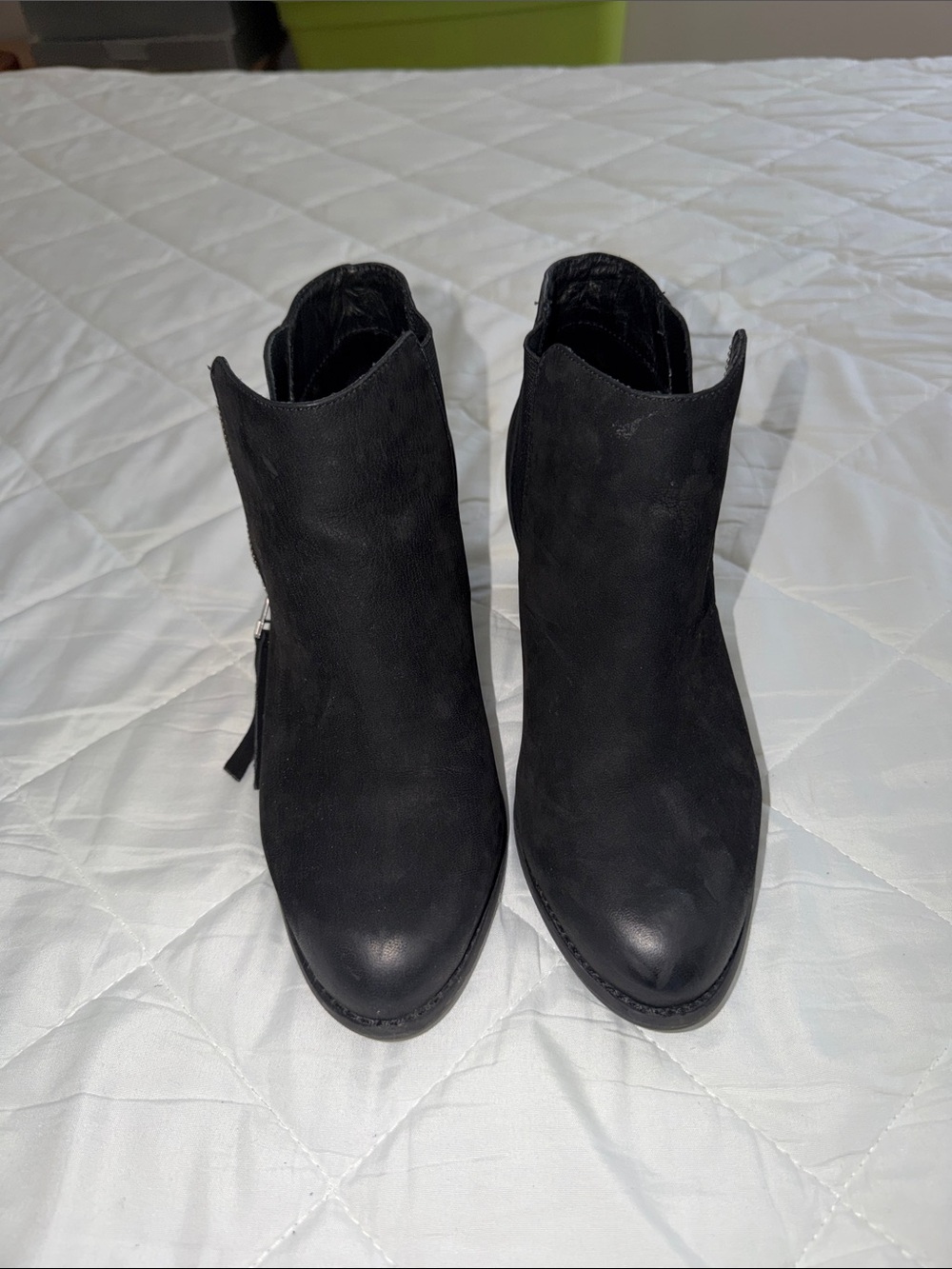 Vionic Black Suede Ankle Booties with Side Zip